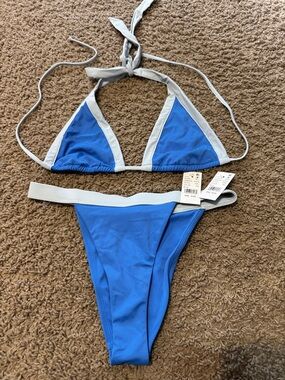 Pacsun Blue & White Two-Piece Bikini Swim Set size S NWT
